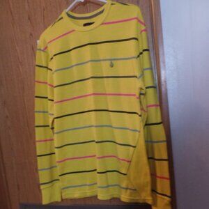 Volcom Men's Multicolored Striped Waffle-Weave Shirt, Size L
